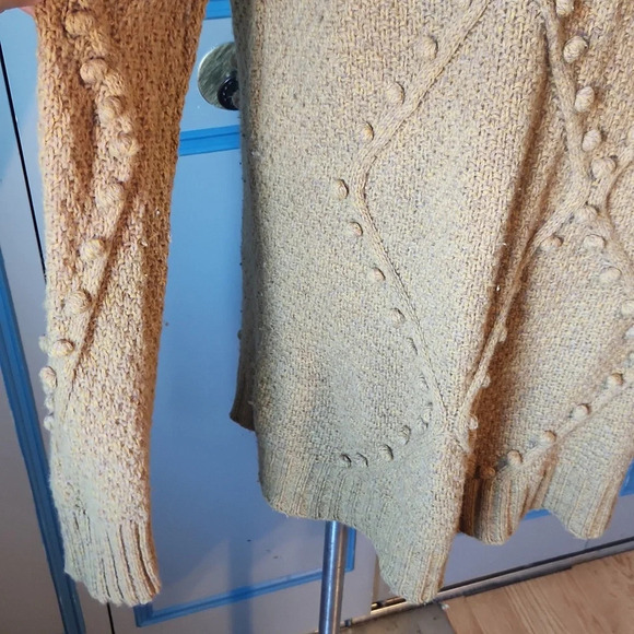 Anthropologie Moth Yellow Pom Pom Knit Sweater - Picture 7 of 15